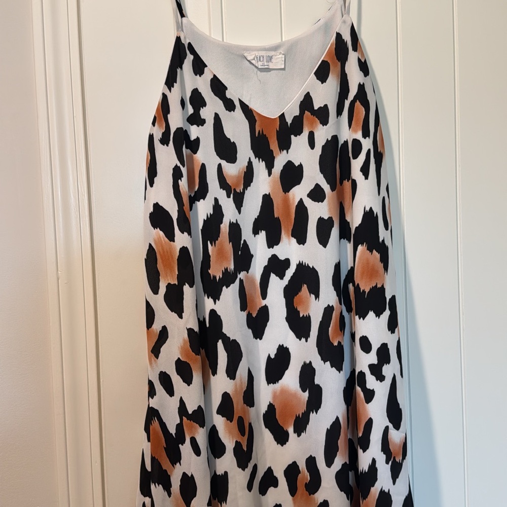 Peach Love California Leopard Print Midi Dress - Black, Brown, White